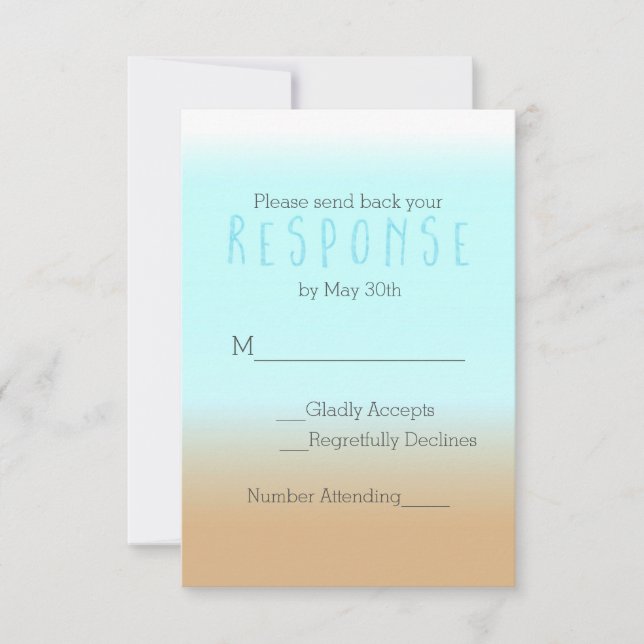 Tarjeta de respuesta RSVP elegante con ombre de pl (Anverso)