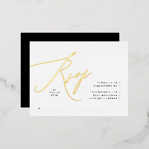 Tarjeta de respuesta RSVP elegante de boda en negr