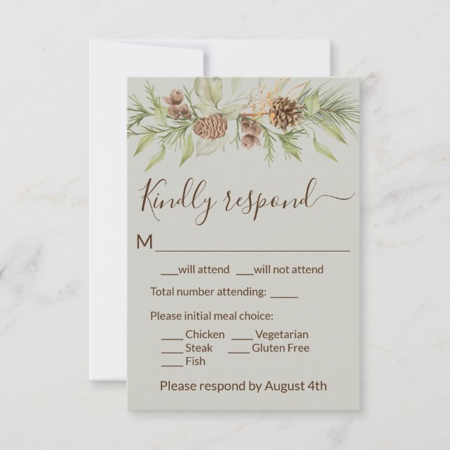 Tarjeta de respuesta RSVP Elegante de invierno bei (Anverso)