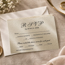 Tarjeta de respuesta RSVP elegante de lino beige r