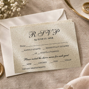 Tarjeta de respuesta RSVP elegante de lino beige r