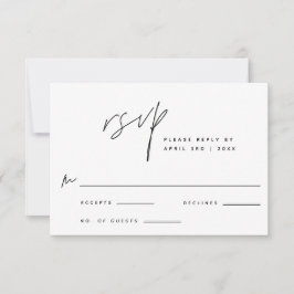 Tarjeta de respuesta RSVP elegante negro y blanco 