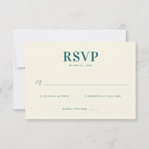Tarjeta de respuesta RSVP Elegante Turquesa