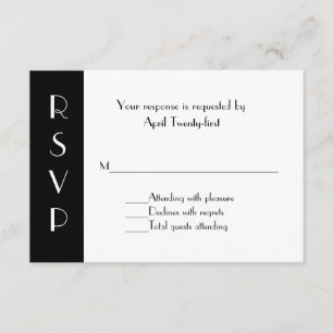 Tarjeta de respuesta RSVP en blanco y negro con es