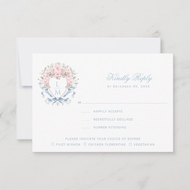Tarjeta de respuesta RSVP Escudo de cerezo dulce (Anverso)