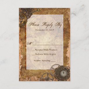 Tarjeta de respuesta RSVP Estilo steampunk industr