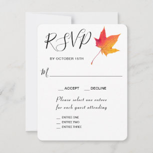 Tarjeta de respuesta RSVP Fall Leaf Autumn 3 Entra