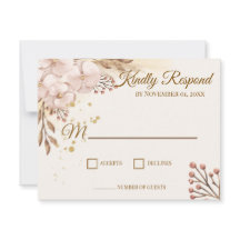 Tarjeta de respuesta RSVP Floral Boho Rústica Rosa