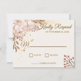 Tarjeta de respuesta RSVP Floral Boho Rústica Rosa