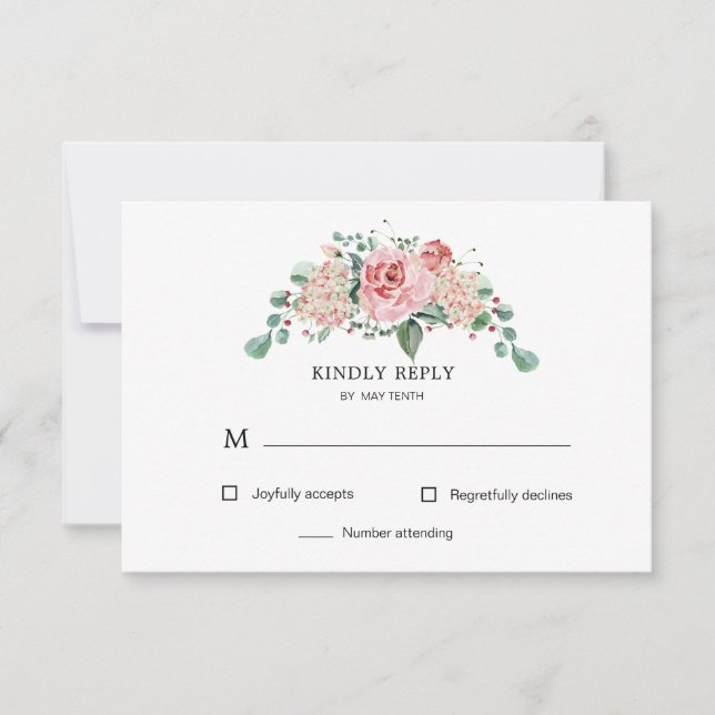 tarjeta de respuesta RSVP floral con flores de med (Anverso)