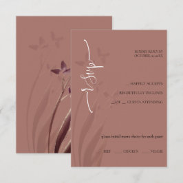 Tarjeta de respuesta RSVP floral de acuarela con v
