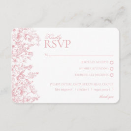 Tarjeta de respuesta RSVP floral de Chinoiserie ro
