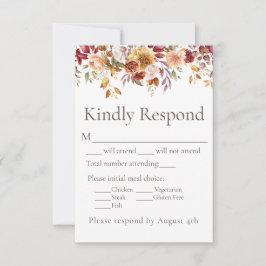 Tarjeta de respuesta RSVP floral de follaje de oto