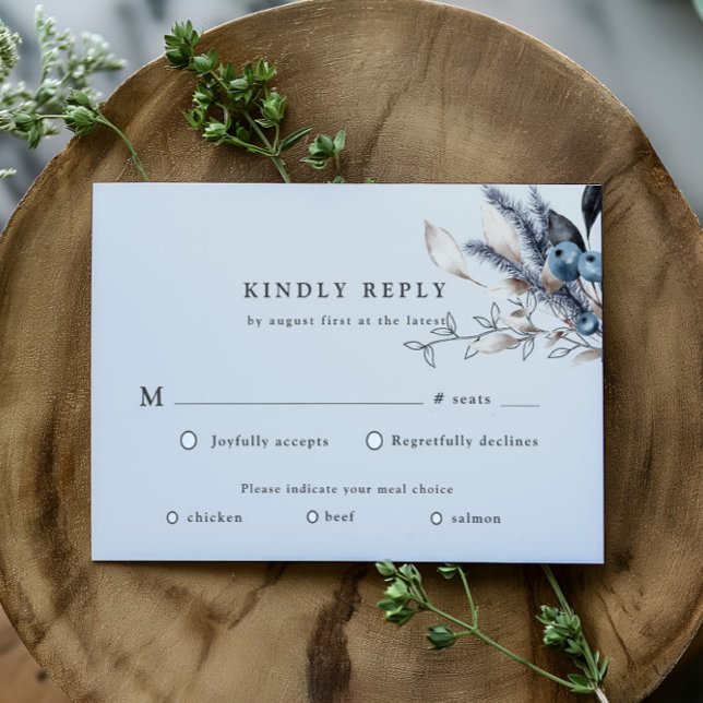 Tarjeta de respuesta RSVP Floral de invierno azul  (Subido por el creador)