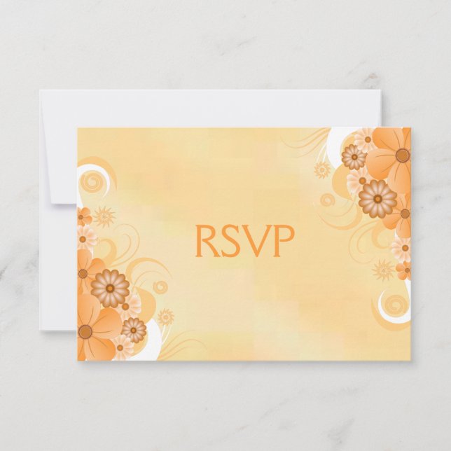 Tarjeta de respuesta RSVP floral de marfil y oro d (Anverso)