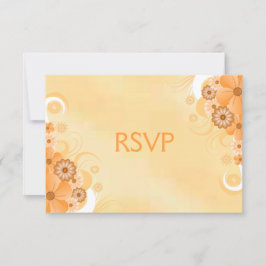 Tarjeta de respuesta RSVP floral de marfil y oro d