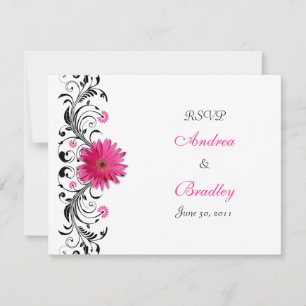 Tarjeta de respuesta RSVP floral de margarita gerb
