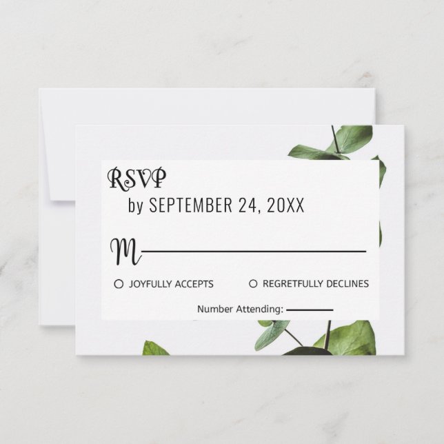 Tarjeta de respuesta RSVP floral de vegetación ver (Anverso)