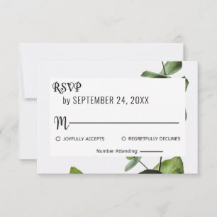 Tarjeta de respuesta RSVP floral de vegetación ver