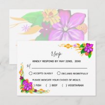 Tarjeta de respuesta RSVP floral elegante, mágica 