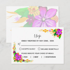 Tarjeta de respuesta RSVP floral elegante, mágica