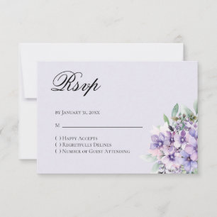 Tarjeta de respuesta RSVP floral lavanda para Quin