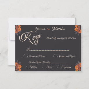 Tarjeta de respuesta RSVP formal elegante con flor