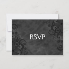 Tarjeta de respuesta RSVP gótica floral de pizarra