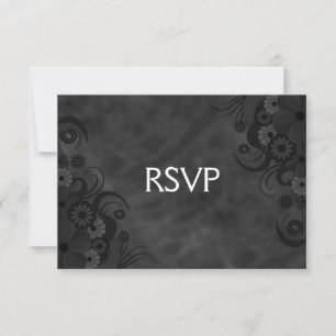 Tarjeta de respuesta RSVP gótica floral de pizarra
