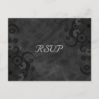 Tarjeta de respuesta RSVP gótica floral de pizarra
