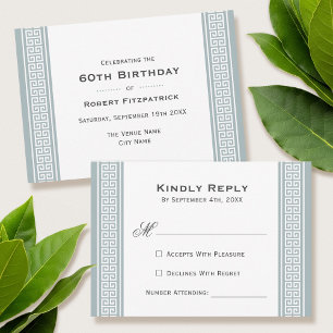 Tarjeta de respuesta RSVP gris de la fiesta de cum