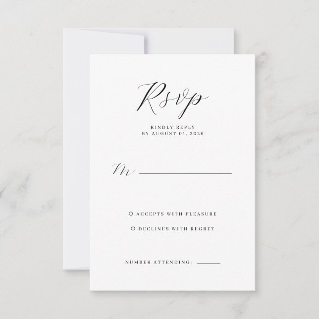 Tarjeta de respuesta RSVP Gris Elegante (Anverso)