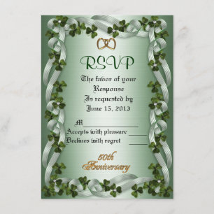 Tarjeta de respuesta RSVP irlandesa aniversario nú