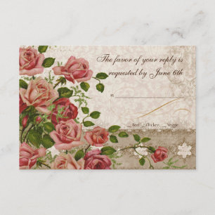 Tarjeta de respuesta RSVP - Lazo de cosecha Rosa