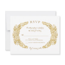 Tarjeta de respuesta RSVP Leaf Acanthus floral gra