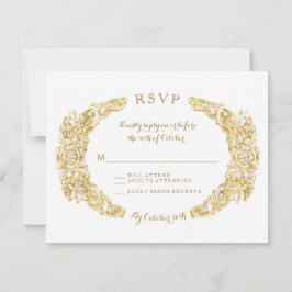 Tarjeta de respuesta RSVP Leaf Acanthus floral gra