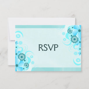 Tarjeta de respuesta RSVP ligera Aqua Blue Floral 
