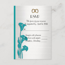 Tarjeta de respuesta RSVP llamada lilies turquoise