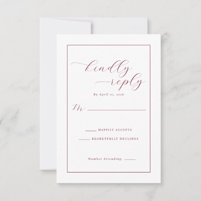 Tarjeta de respuesta RSVP Marrón Elegante (Anverso)