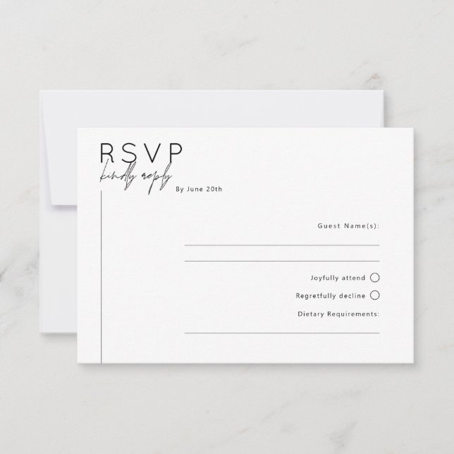 Tarjeta de respuesta RSVP minimalista simple (Anverso)
