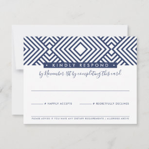 TARJETA DE RESPUESTA RSVP moderna geo simple azul