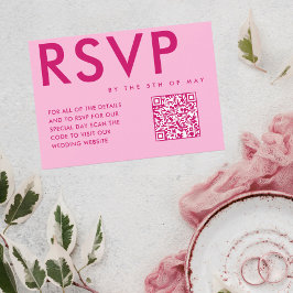 Tarjeta de Respuesta RSVP Moderna y Negrita Magent