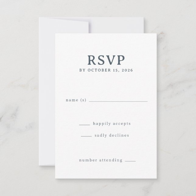 Tarjeta de respuesta RSVP negra elegante (Anverso)