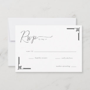 Tarjeta de respuesta RSVP negra elegante