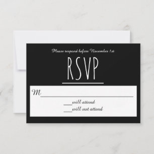 Tarjeta de respuesta RSVP negro/blanco - Tarjeta d