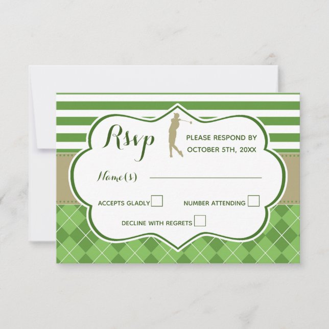 Tarjeta de respuesta RSVP oro verde (Anverso)
