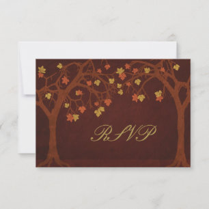 Tarjeta de respuesta RSVP para árboles de otoño