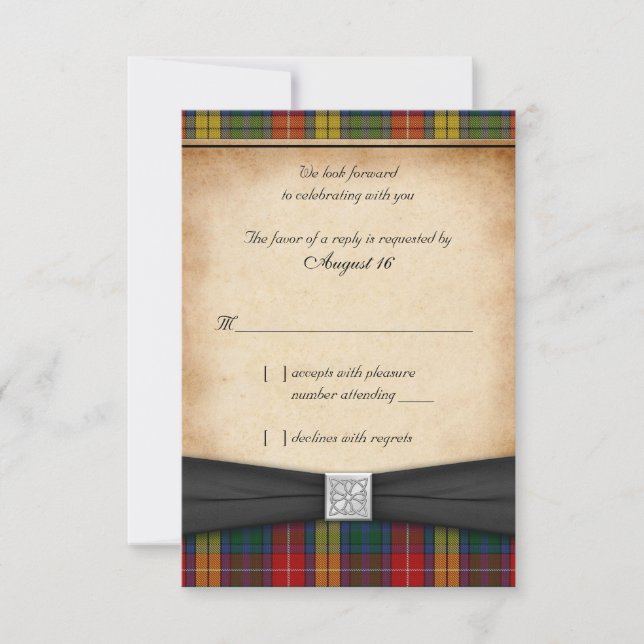 Tarjeta de respuesta RSVP para boda Buchanan Tarta (Anverso)