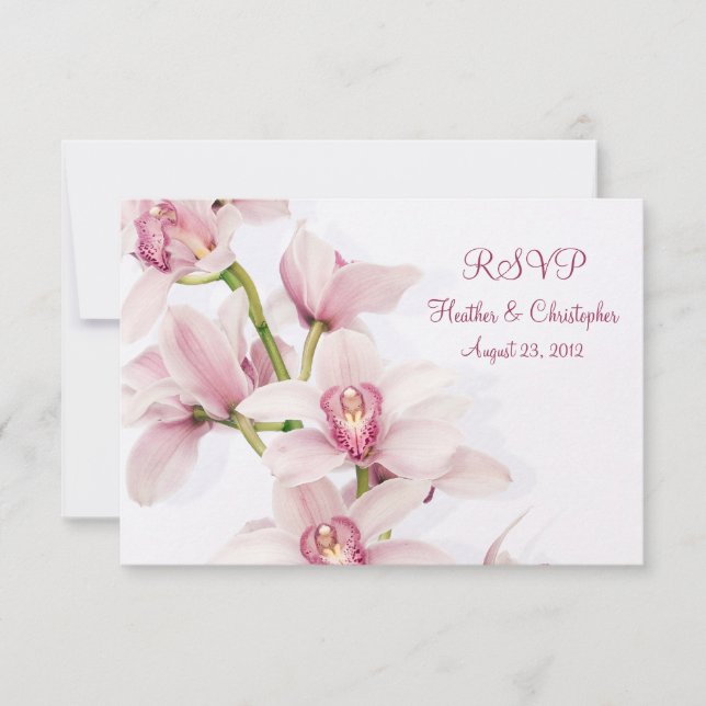 Tarjeta de respuesta RSVP para boda con orquídea C (Anverso)