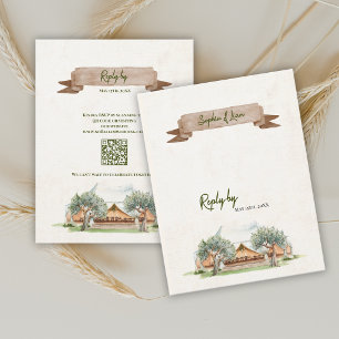 Tarjeta de respuesta RSVP para boda con tienda de 